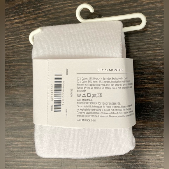 Janie & Jack Girls Heart Print White Tights in Size 6-12 Months - Picture 4 of 4